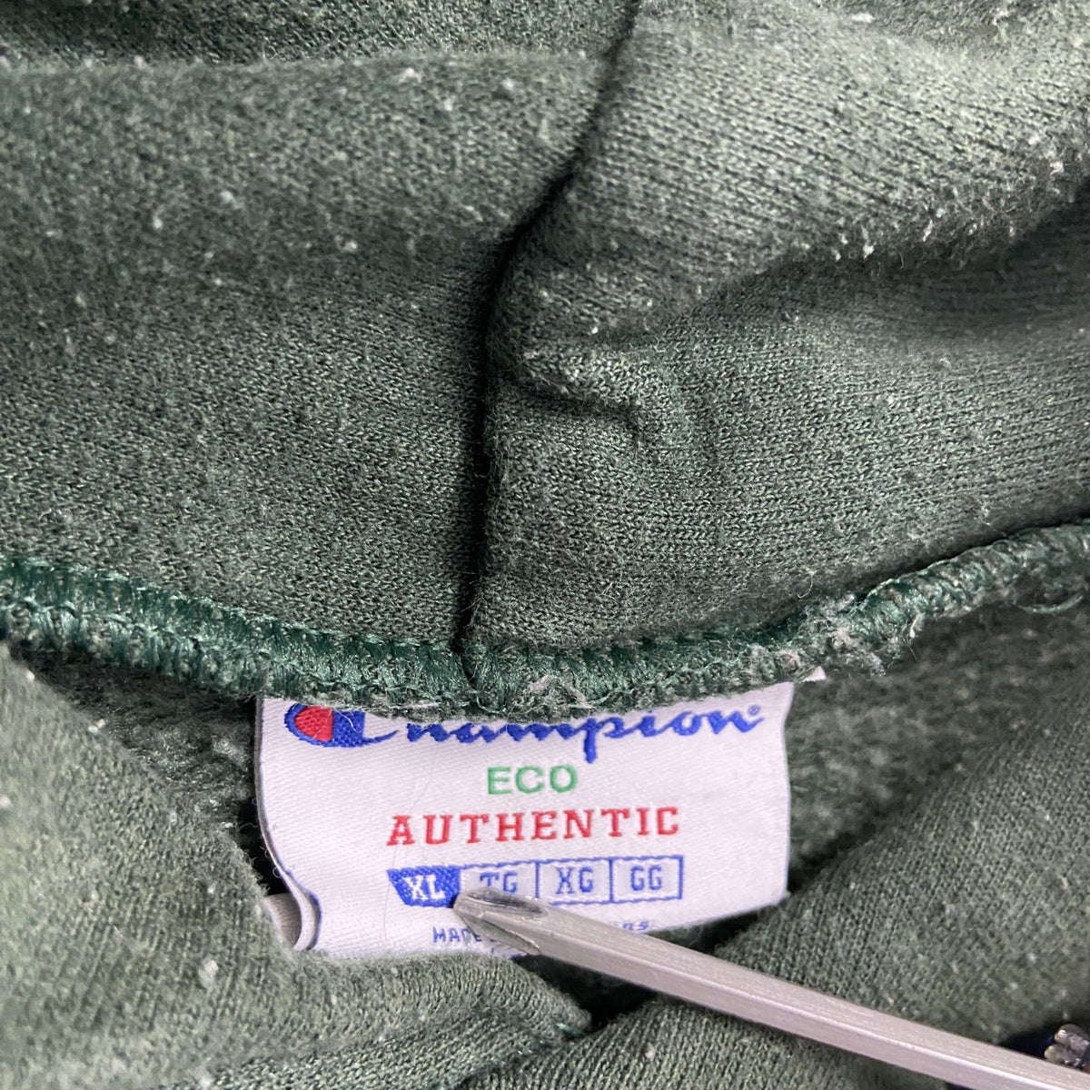 Champion　チャンピオン　スウェットパーカー/フーディー　3連プリント　緑　グリーン　XLサイズ トレーナー スウェットトップス フード付き 古着