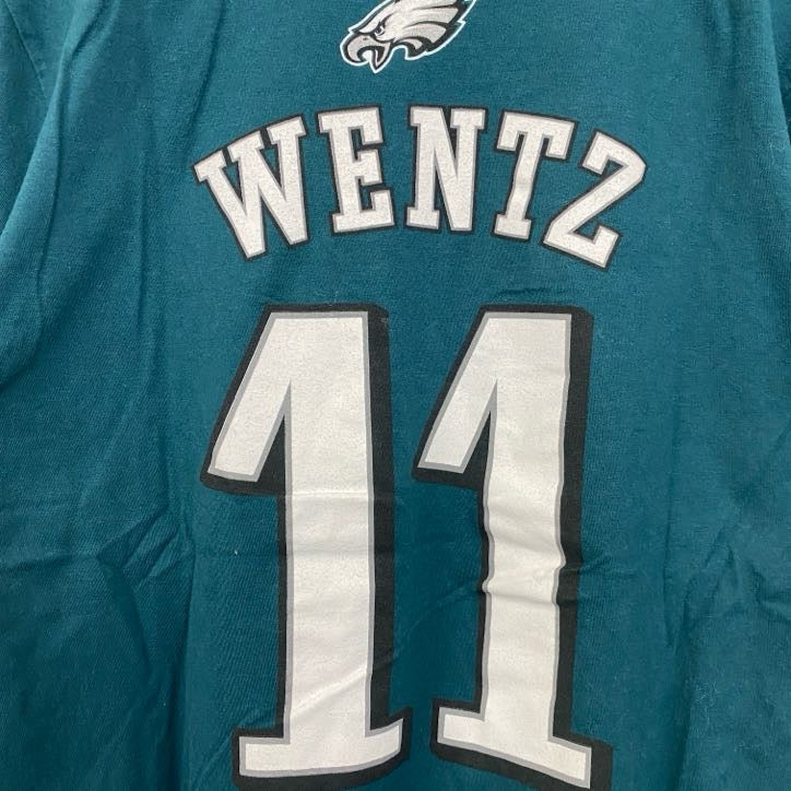 NFL　半袖クルーネックプリントTシャツ　EAGLES　イーグルス　背番号　メキシコ製　緑　グリーン　XLサイズ　古着