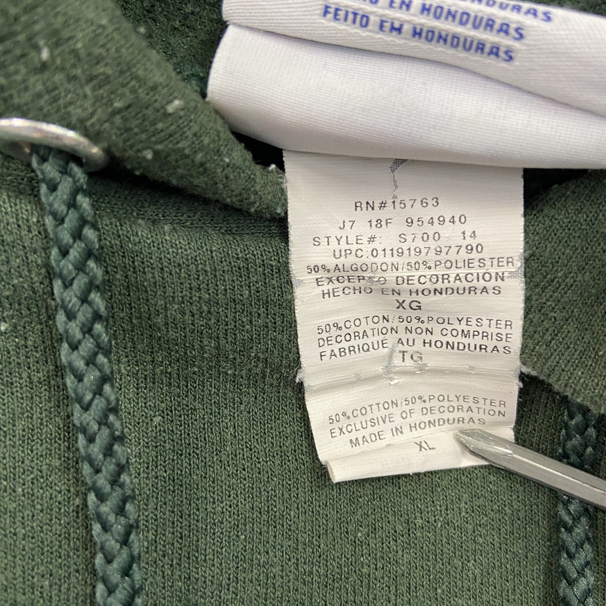 Champion　チャンピオン　スウェットパーカー/フーディー　3連プリント　緑　グリーン　XLサイズ トレーナー スウェットトップス フード付き 古着