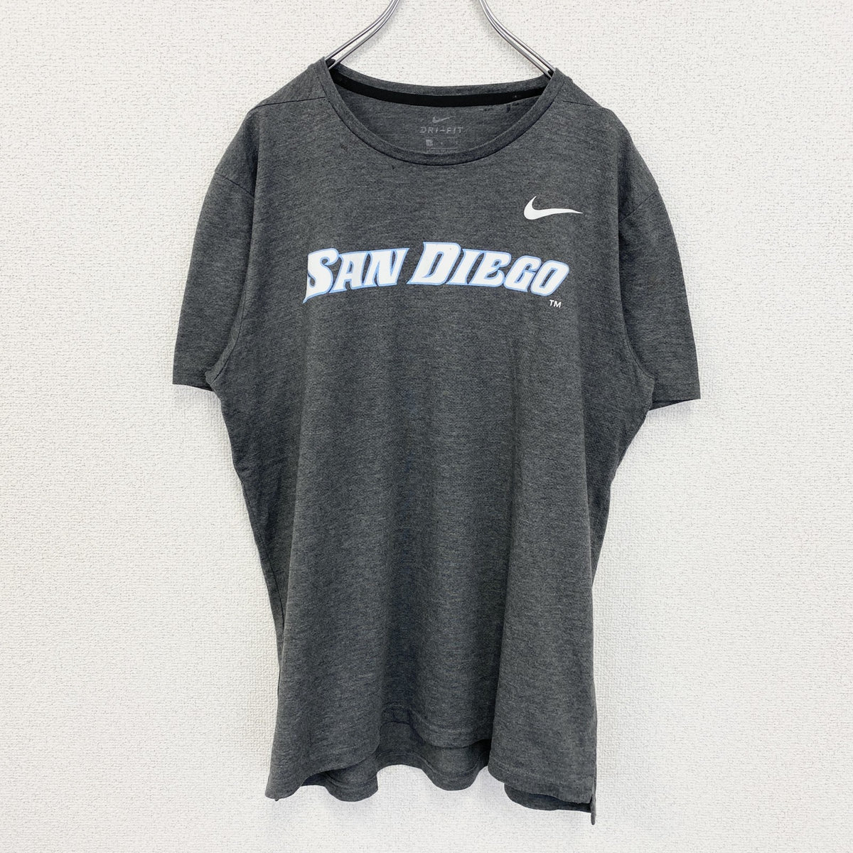 NIKE DRI-FIT　ナイキ　半袖クルーネックプリントTシャツ　SAN DIEGO　サンディエゴ　グレー　灰色　古着