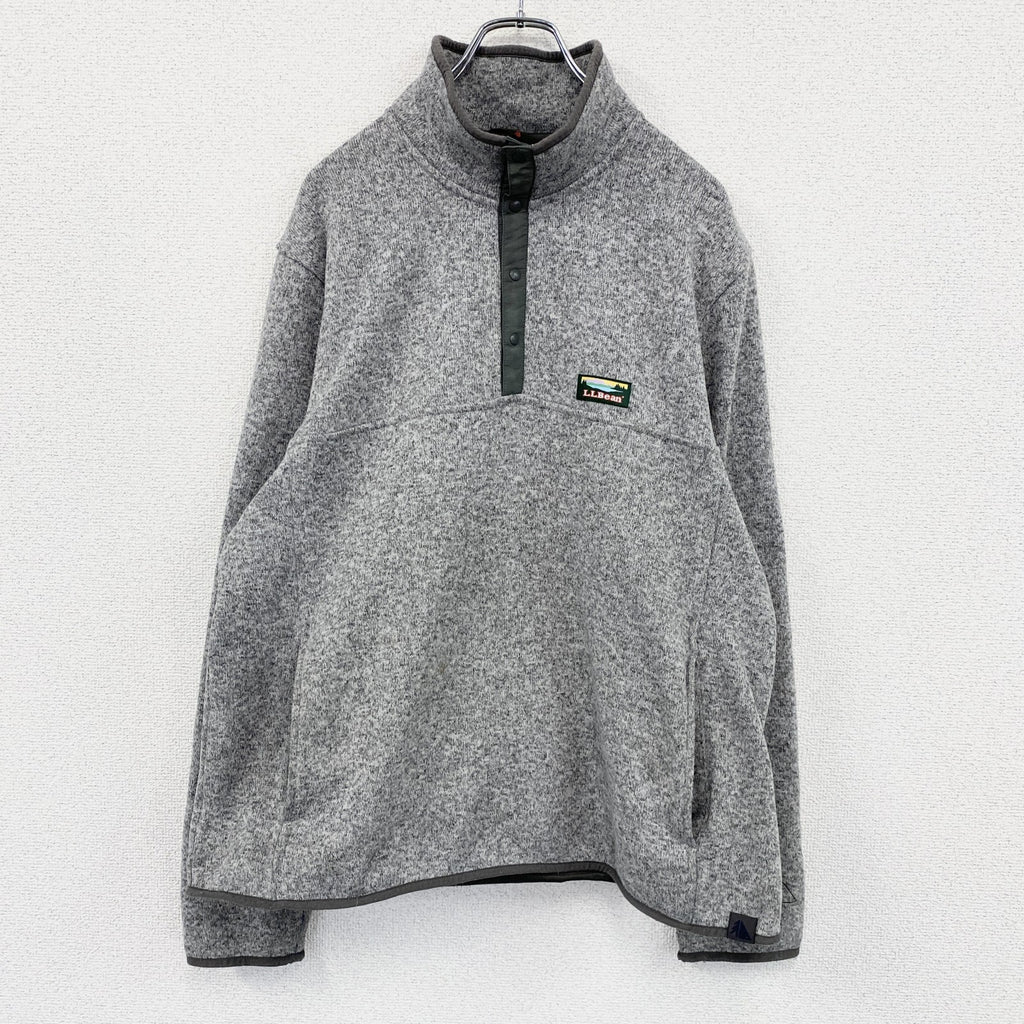 L.L.Bean　エルエルビーン　セーター・フリース・プルオーバー　ワンポイント　灰色　グレー　Lサイズ　古着