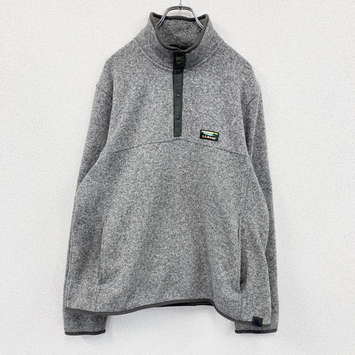 L.L.Bean　エルエルビーン　セーター・フリース・プルオーバー　ワンポイント　灰色　グレー　Lサイズ　古着