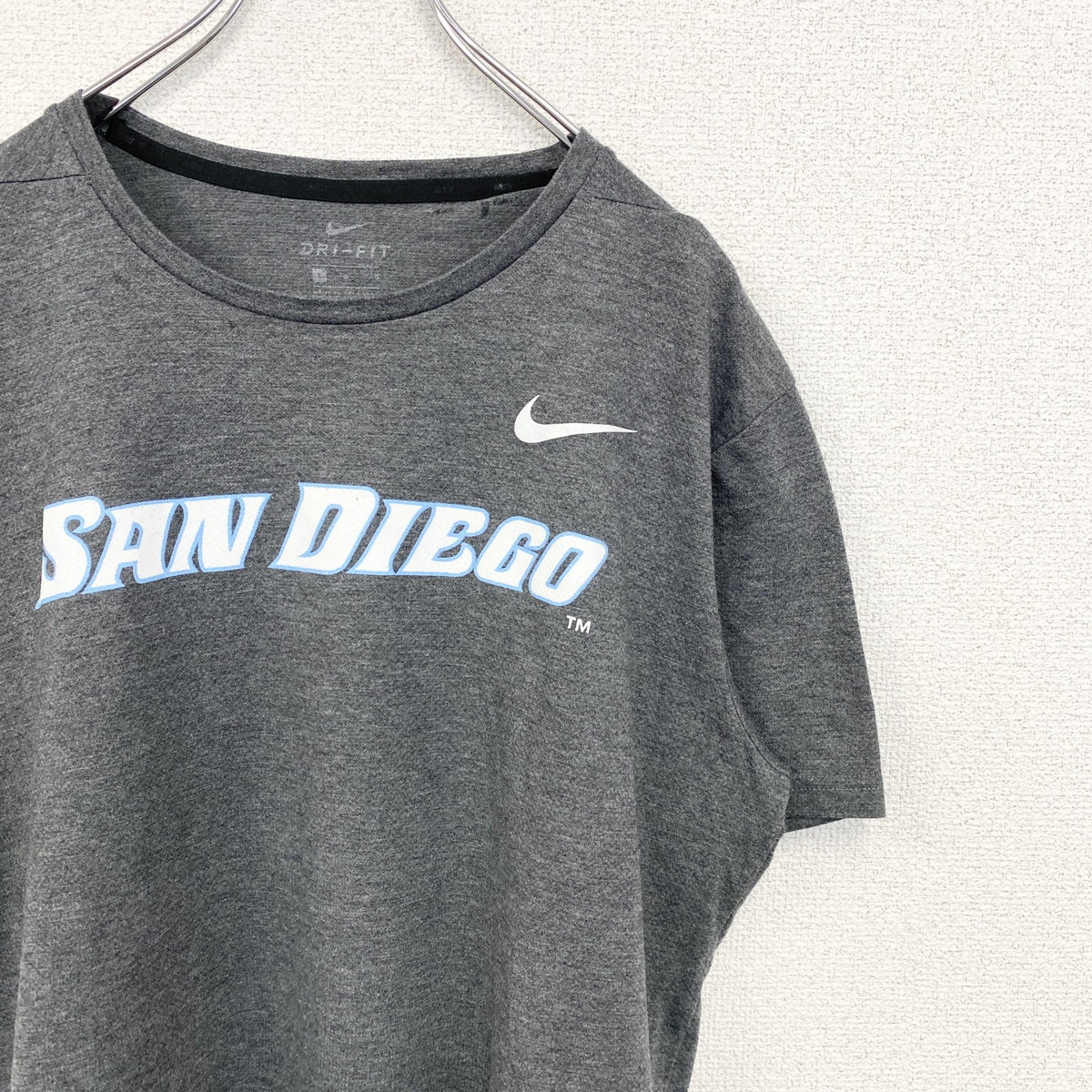 NIKE DRI-FIT　ナイキ　半袖クルーネックプリントTシャツ　SAN DIEGO　サンディエゴ　グレー　灰色　古着