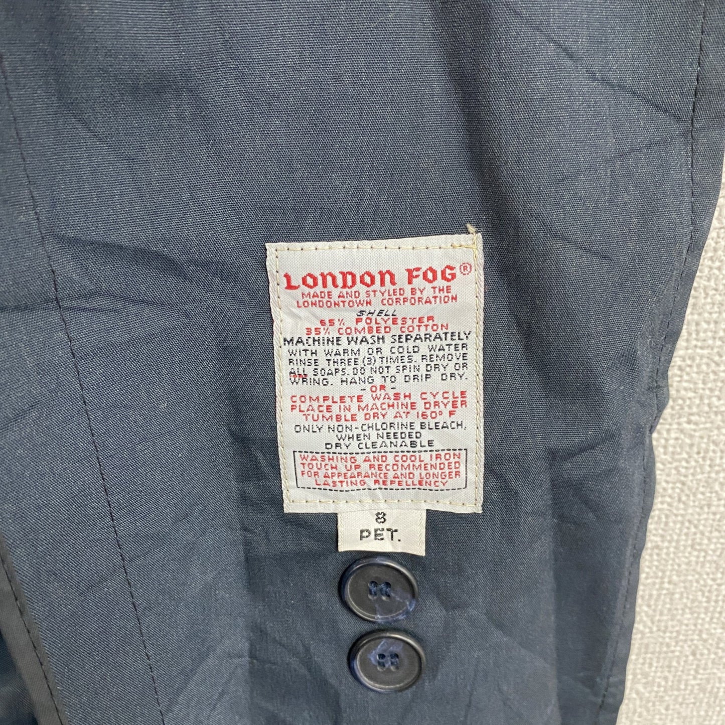 LONDON FOG　ロンドンフォグ　ダブルトレンチコート　紺　ネイビー　8サイズ