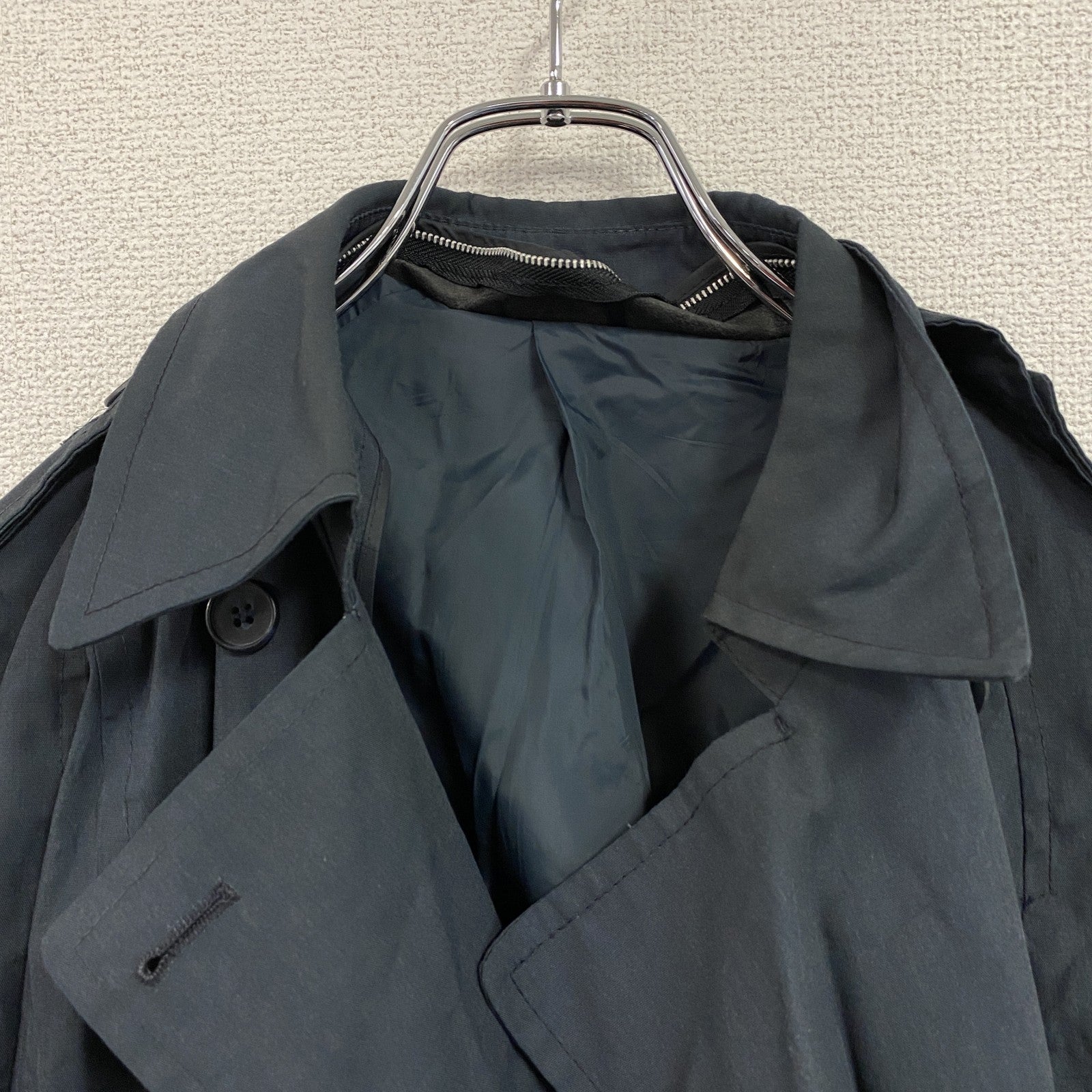 LONDON FOG　ロンドンフォグ　ダブルトレンチコート　紺　ネイビー　8サイズ　古着