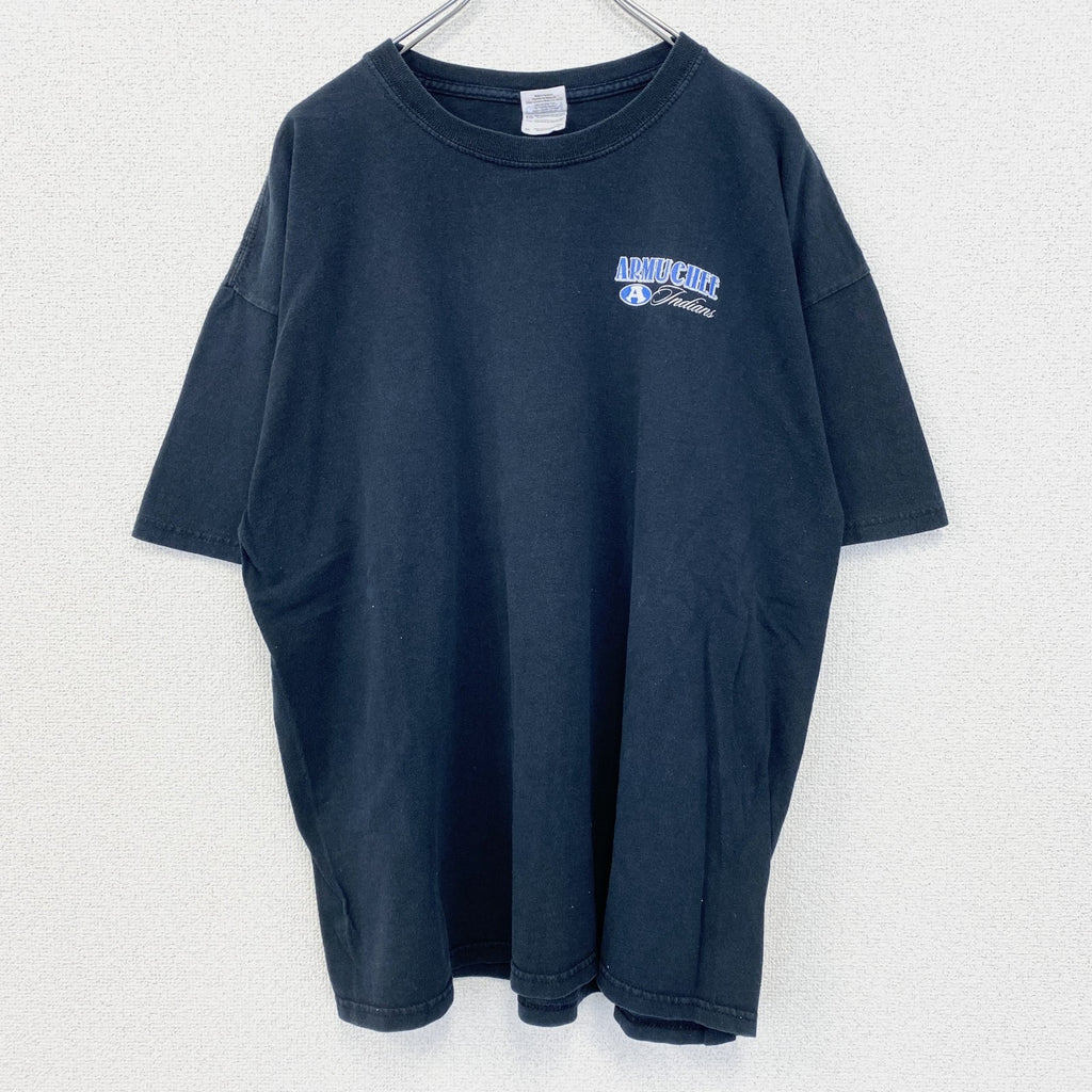 GILDAN ギルダン　半袖プリントTシャツ　ビッグT　カジュアルデザイン　クルーネック　黒　ブラック　レトロ　XLサイズ　古着