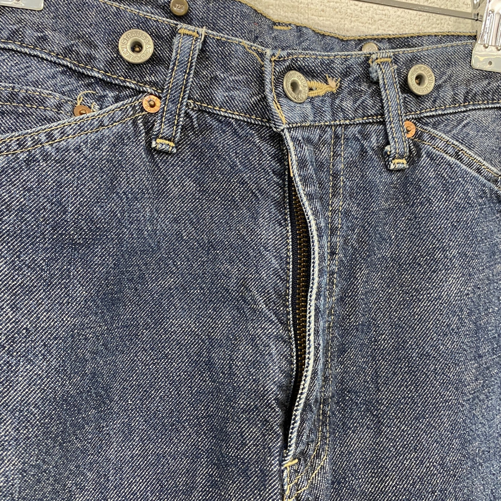 Levi's　リーバイス　リメイクデニムスカート　ジップフライ　インディゴ　30サイズ　古着