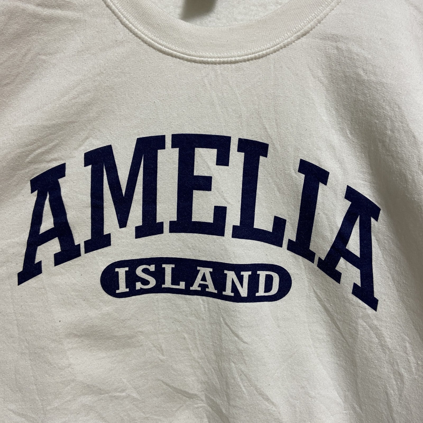 GILDAN ギルダン　AMELIA　長袖プリントスウェット　トレーナー　白　ホワイト　クルーネック　レトロ　Mサイズ　古着