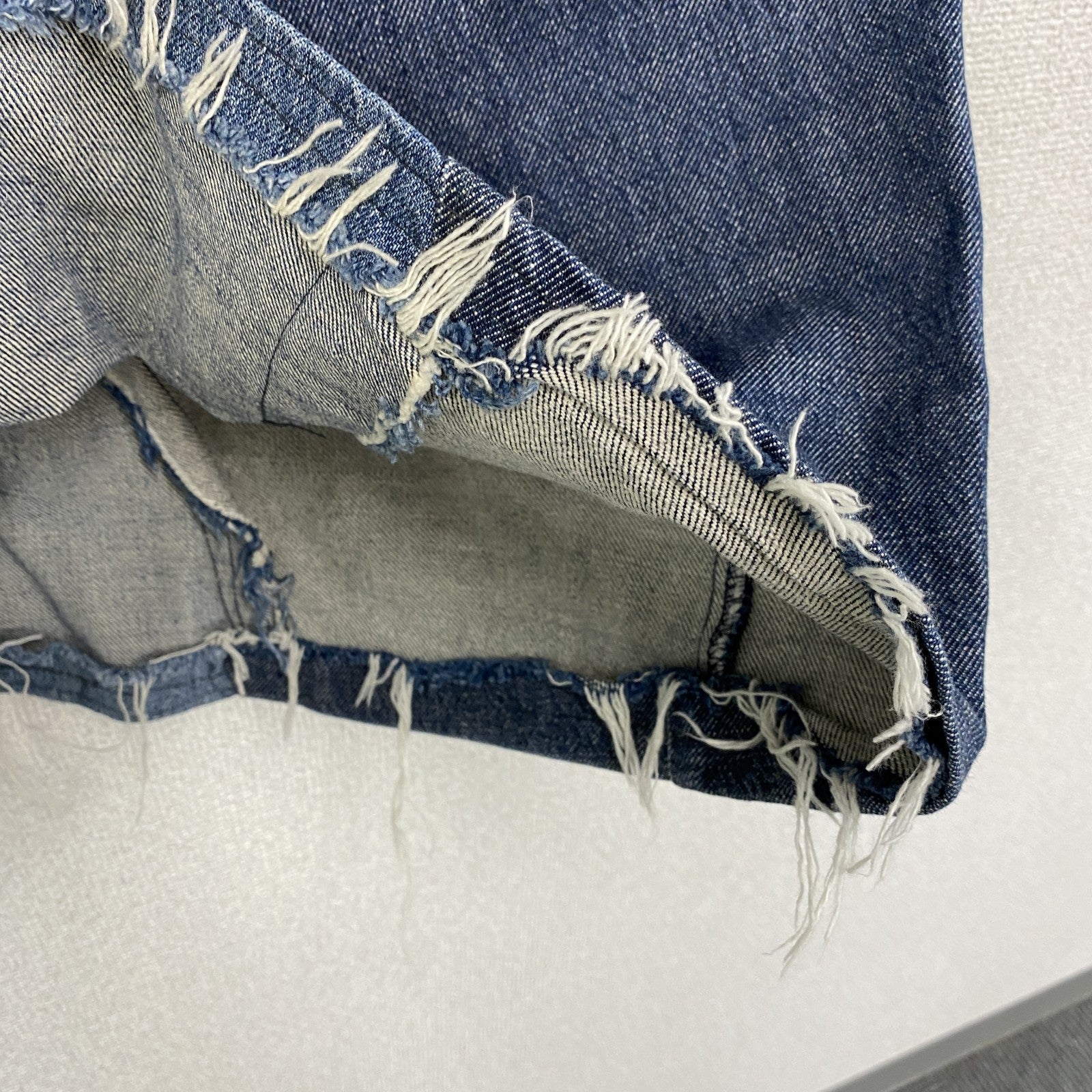 Levi's　リーバイス　リメイクデニムスカート　ジップフライ　インディゴ　30サイズ　古着