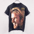 古着 used　90s～　W.N.T.　BECKHAM　ベッカム　半袖Tシャツ　人物T　ヴィンテージ　黒　ブラック　Mサイズ
