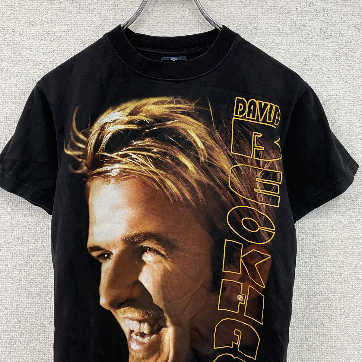 古着 used　90s～　W.N.T.　BECKHAM　ベッカム　半袖Tシャツ　人物T　ヴィンテージ　黒　ブラック　Mサイズ