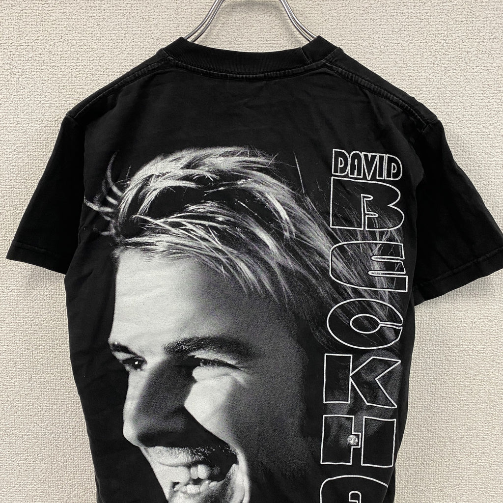 古着 used　90s～　W.N.T.　BECKHAM　ベッカム　半袖Tシャツ　人物T　ヴィンテージ　黒　ブラック　Mサイズ