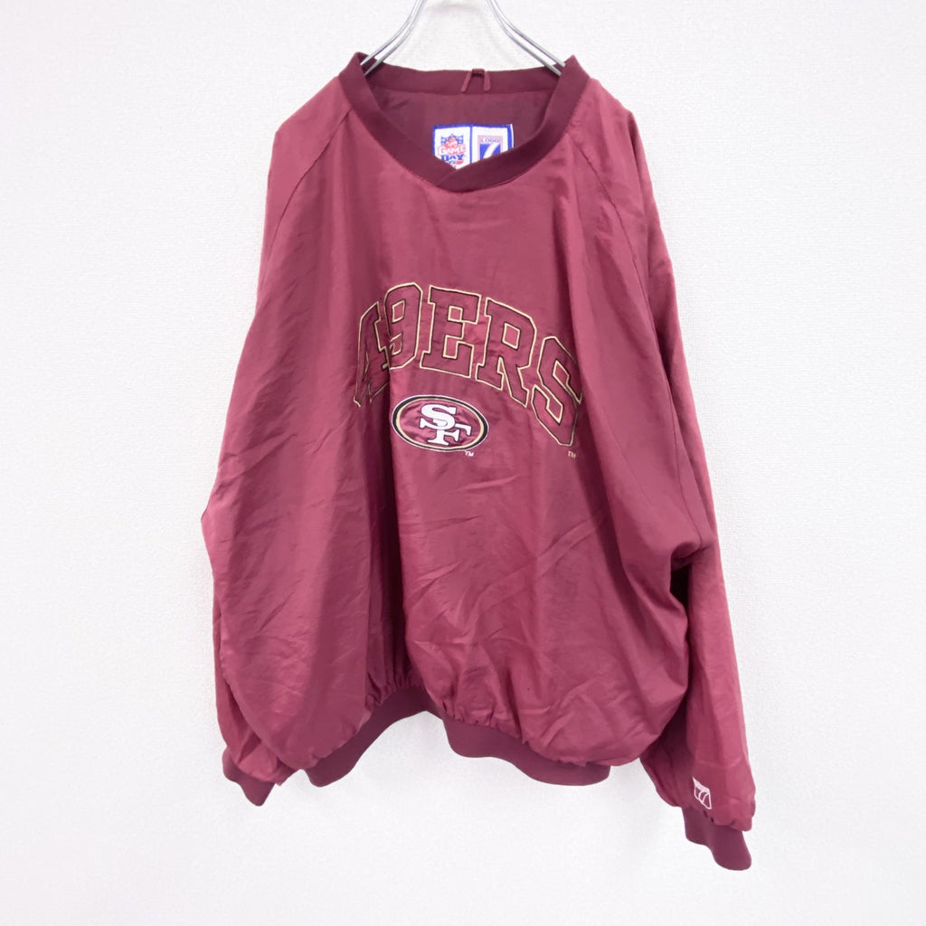 90s　LOGO7　49ERS　プルオーバーナイロンジャケット　ヴィンテージ　赤　レッド　XLサイズ　古着