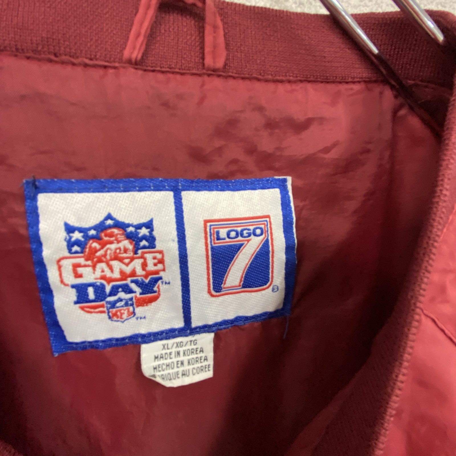 90s　LOGO7　49ERS　プルオーバーナイロンジャケット　ヴィンテージ　赤　レッド　XLサイズ　古着