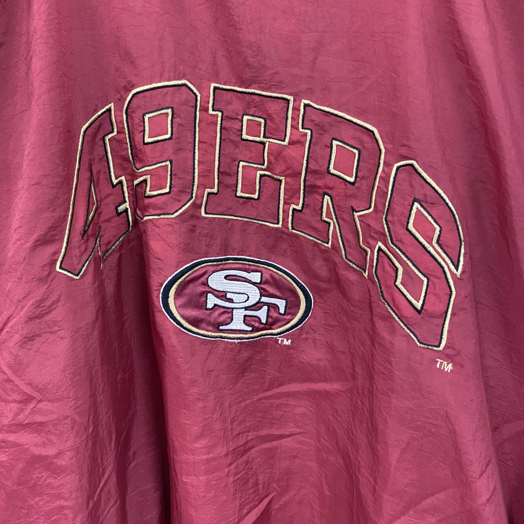 90s　LOGO7　49ERS　プルオーバーナイロンジャケット　ヴィンテージ　赤　レッド　XLサイズ　古着