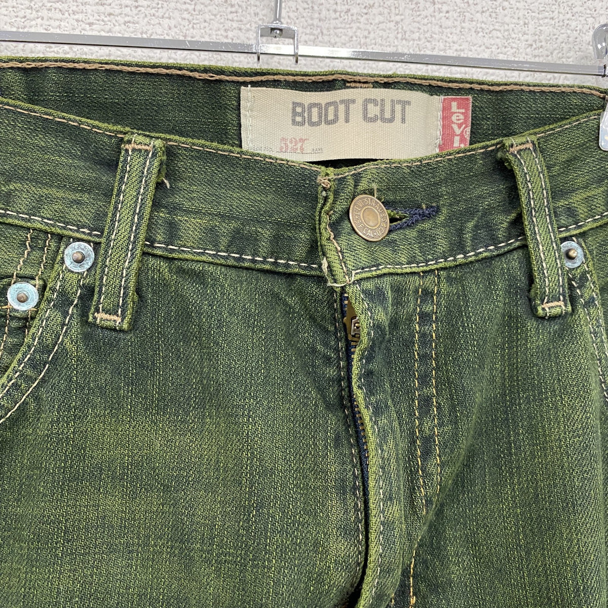 Levi's　リーバイス　527　デニムパンツ/ジーンズ　ジップフライ　縦落ち　緑　グリーン　W34サイズ　古着