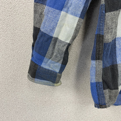 ～00s　7UP　セブンアップ　長袖ネルシャツ　ボタンダウンシャツ　ブロックチェック　ヴィンテージ　青　ブルー　Lサイズ