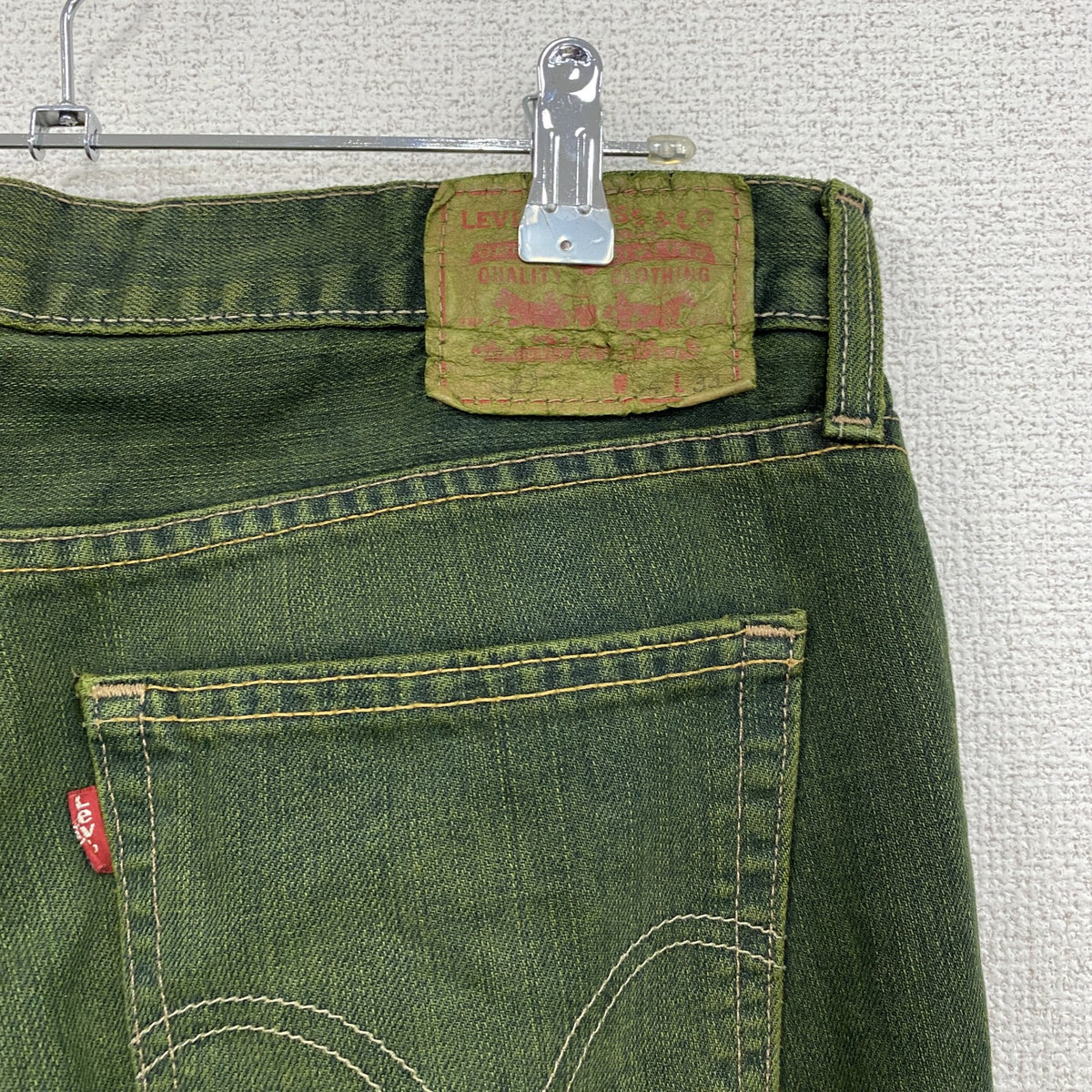 Levi's　リーバイス　527　デニムパンツ/ジーンズ　ジップフライ　縦落ち　緑　グリーン　W34サイズ　古着