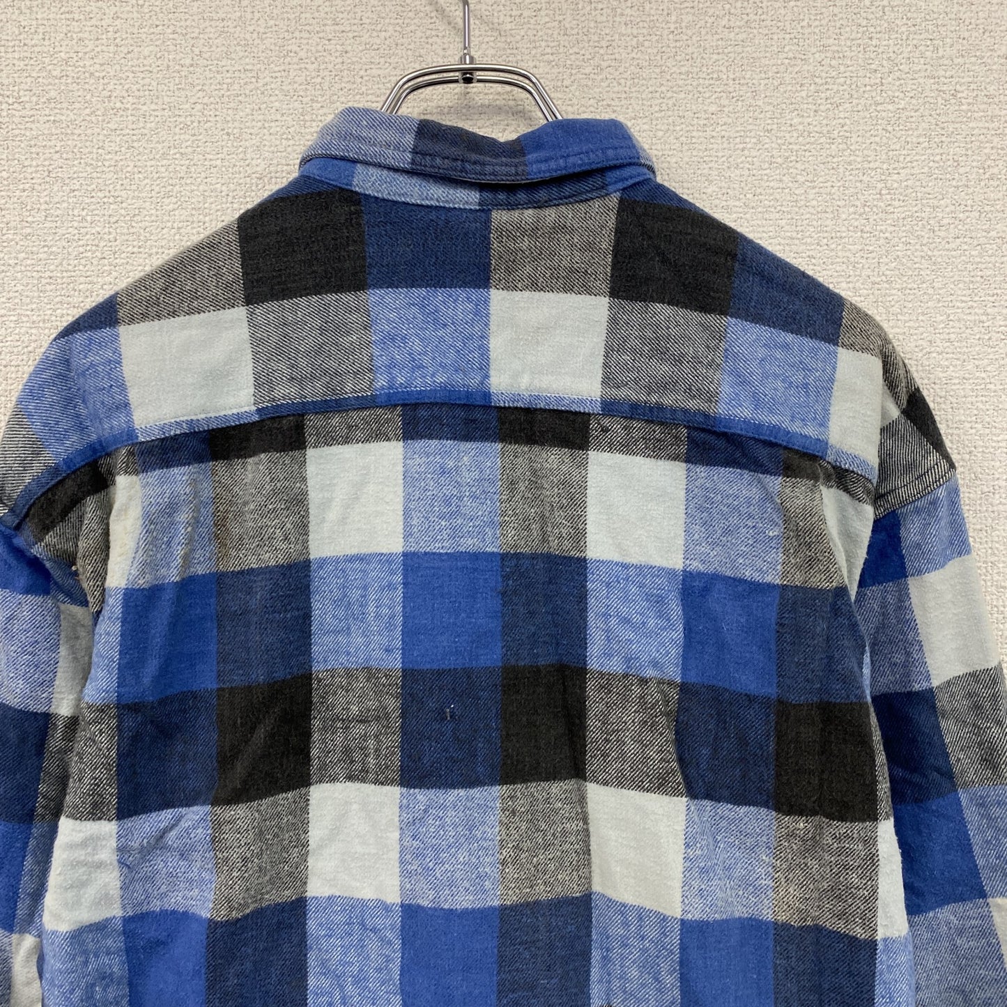 ～00s　7UP　セブンアップ　長袖ネルシャツ　ボタンダウンシャツ　ブロックチェック　ヴィンテージ　青　ブルー　Lサイズ