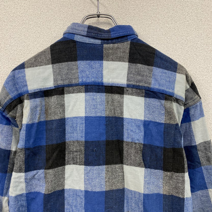 ～00s　7UP　セブンアップ　長袖ネルシャツ　ボタンダウンシャツ　ブロックチェック　ヴィンテージ　青　ブルー　Lサイズ