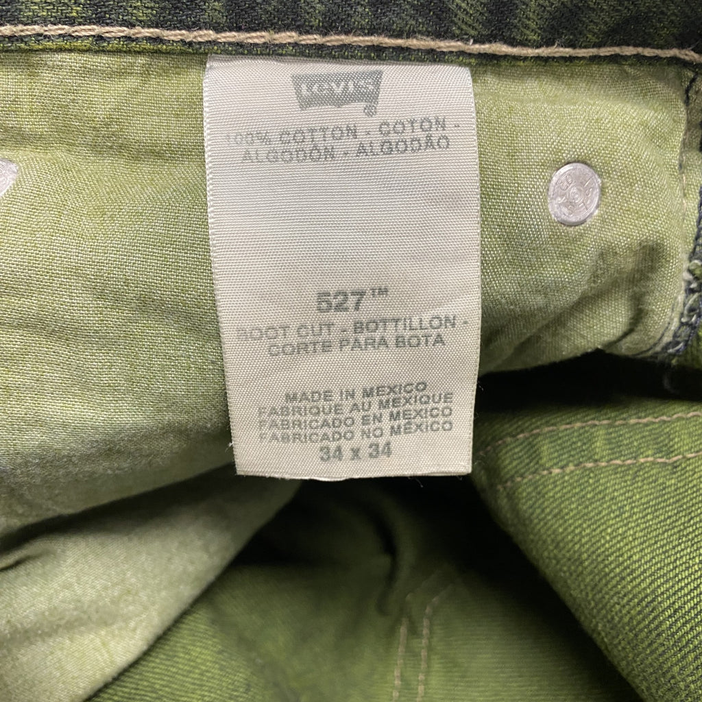 Levi's　リーバイス　527　デニムパンツ/ジーンズ　ジップフライ　縦落ち　緑　グリーン　W34サイズ　古着