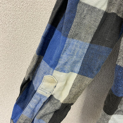 ～00s　7UP　セブンアップ　長袖ネルシャツ　ボタンダウンシャツ　ブロックチェック　ヴィンテージ　青　ブルー　Lサイズ