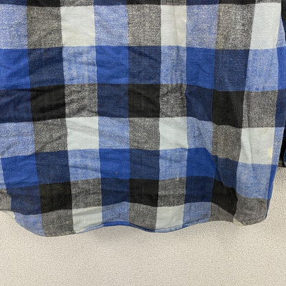 ～00s　7UP　セブンアップ　長袖ネルシャツ　ボタンダウンシャツ　ブロックチェック　ヴィンテージ　青　ブルー　Lサイズ