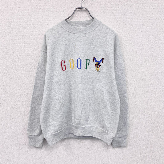 古着 used　80s～　Disney　MICKEY＆CO．　GOOFY　グーフィー　スウェット/トレーナー　ヴィンテージ　霜降りグレー　Lサイズ　