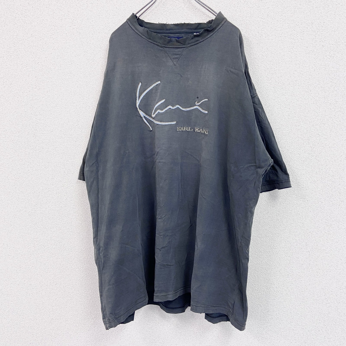 古着 used　90s～　KANI JEANS　カナイ　半袖刺繍デザインTシャツ　黒　ヴィンテージラック　XXXLサイズ