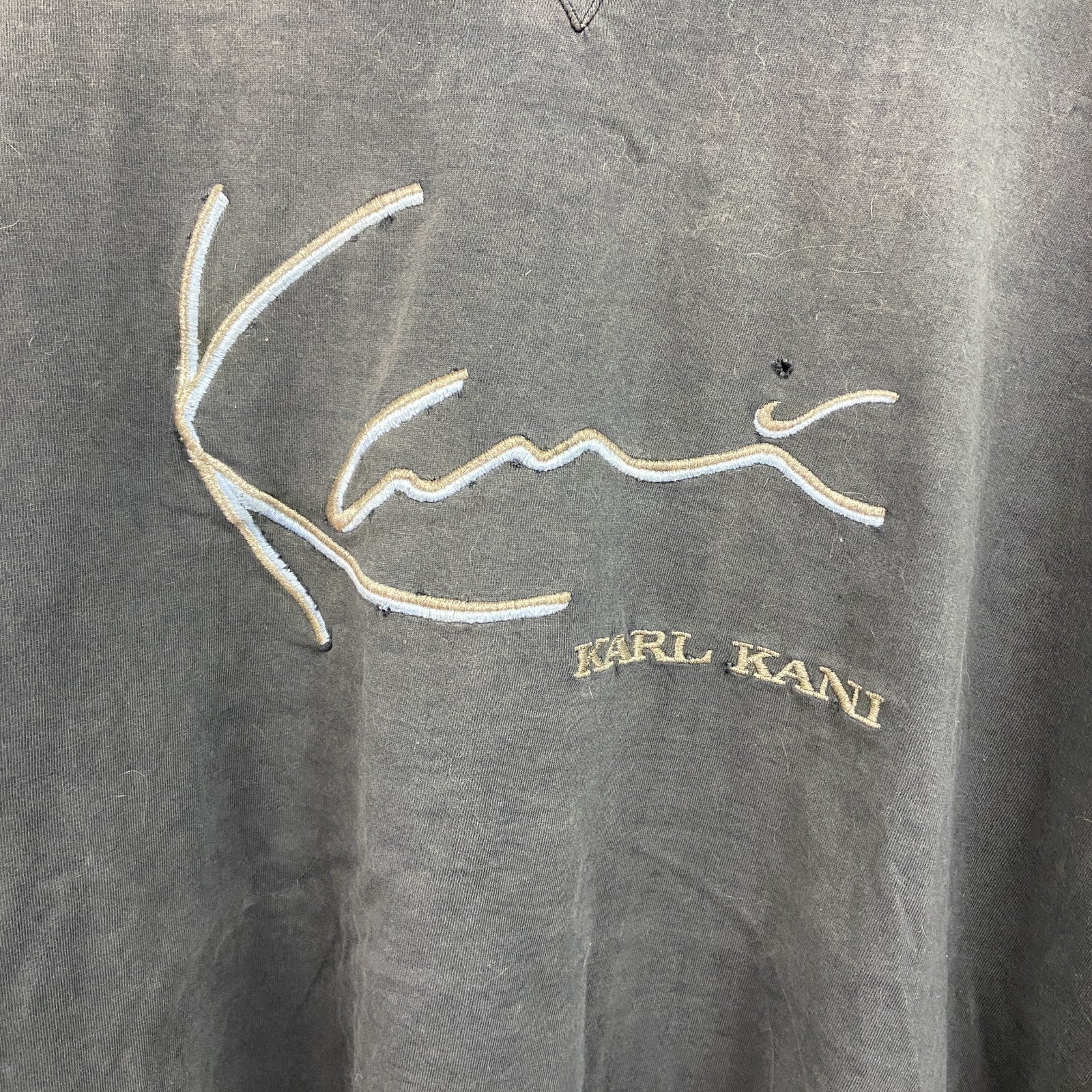 古着 used　90s～　KANI JEANS　カナイ　半袖刺繍デザインTシャツ　黒　ヴィンテージラック　XXXLサイズ