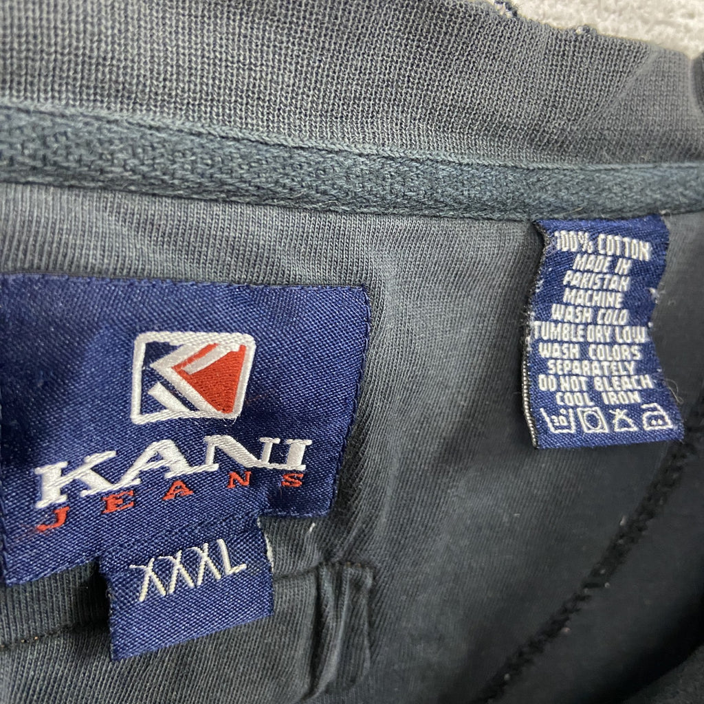 古着 used　90s～　KANI JEANS　カナイ　半袖刺繍デザインTシャツ　黒　ヴィンテージラック　XXXLサイズ