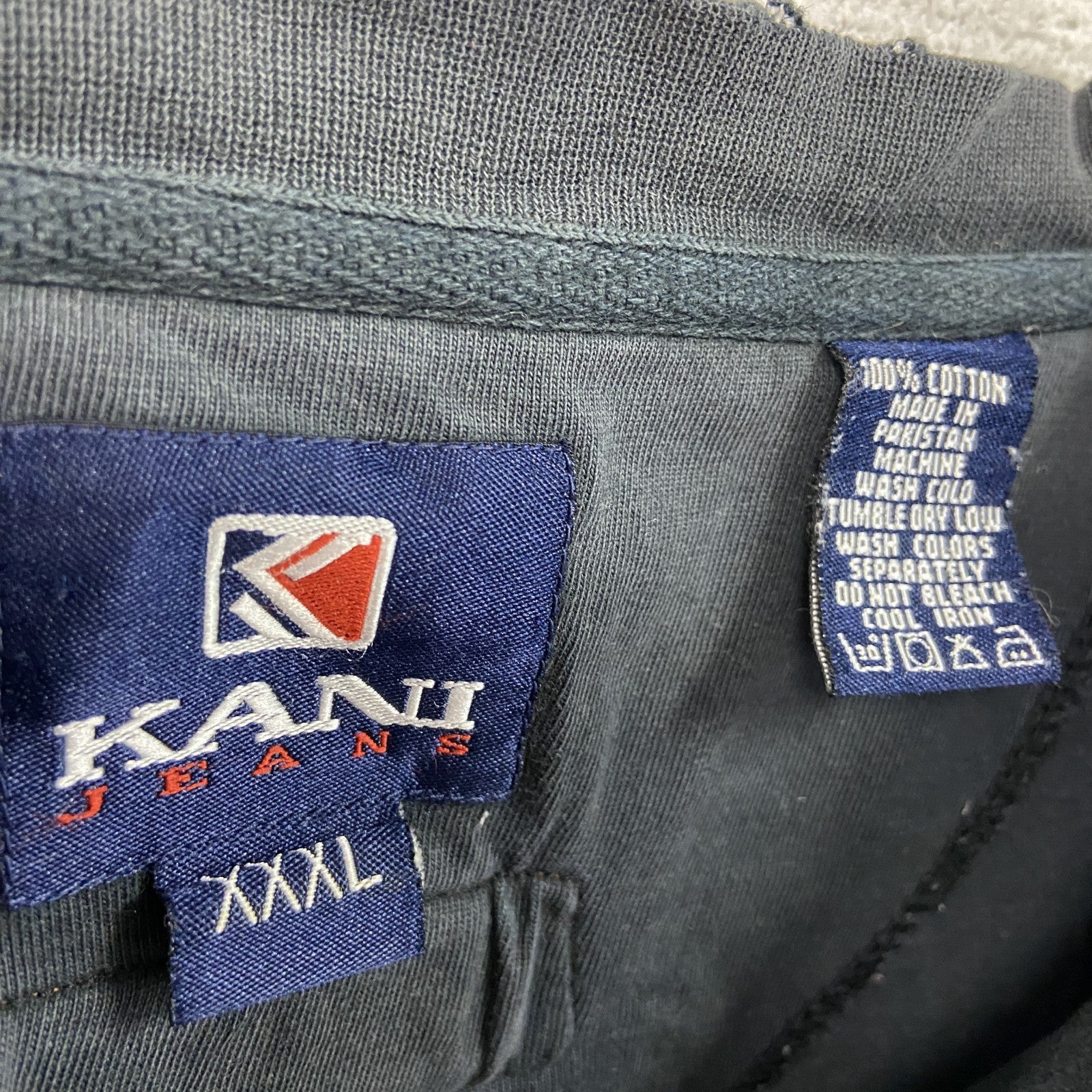 古着 used　90s～　KANI JEANS　カナイ　半袖刺繍デザインTシャツ　黒　ヴィンテージラック　XXXLサイズ
