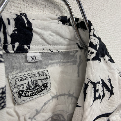 CARDCHE　長袖総柄デザインシャツ　白　ホワイト　XLサイズ