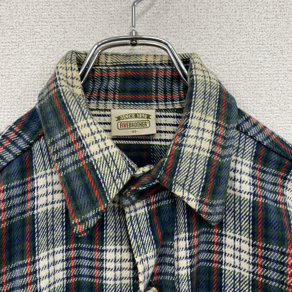 FIVE BROTHER　ファイブブラザー　長袖ネルシャツ　チェック柄　2つポケット　マルチカラー　Mサイズ　古着