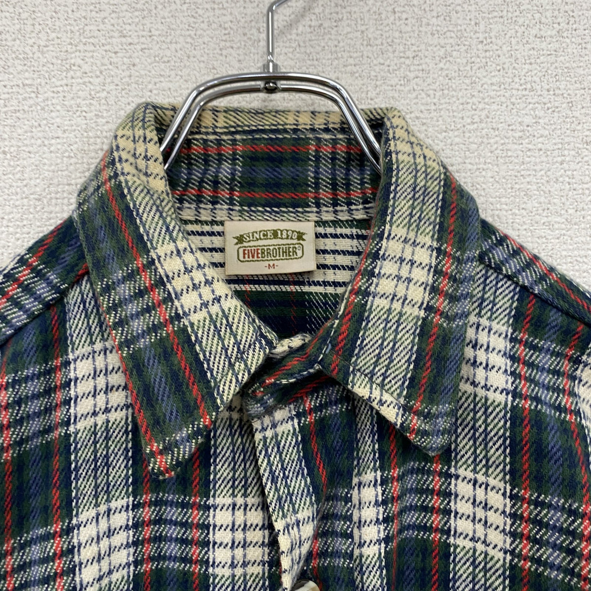 FIVE BROTHER　ファイブブラザー　長袖ネルシャツ　チェック柄　2つポケット　マルチカラー　Mサイズ　古着