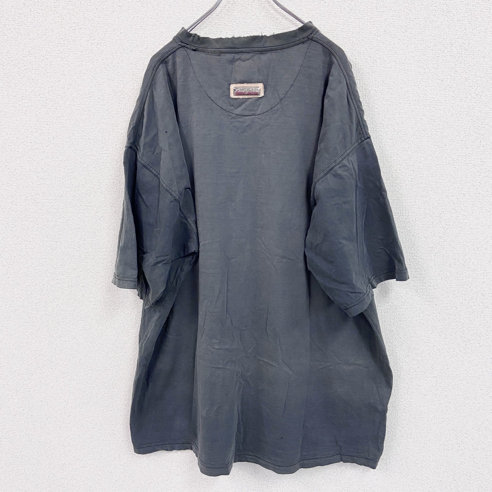 古着 used　90s～　KANI JEANS　カナイ　半袖刺繍デザインTシャツ　黒　ヴィンテージラック　XXXLサイズ