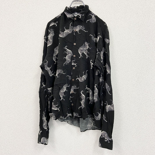 CARDCHE　長袖総柄デザインシャツ　黒　ブラック　Lサイズ