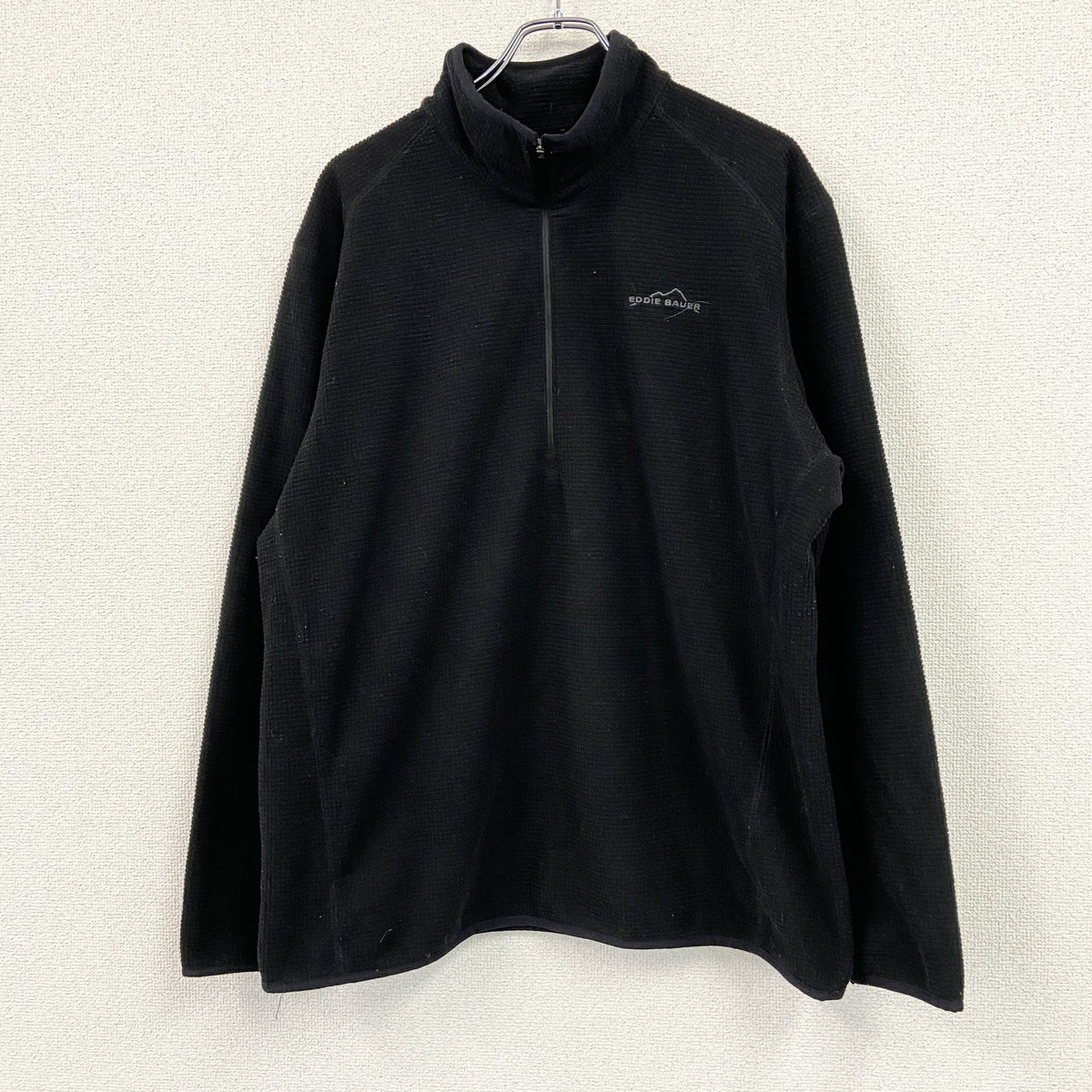 Eddie Bauer　エディーバウアー　ハーフジップフリースジャケット　黒　ブラック　XLサイズ フリースアウター メンズ ポリエステル 古着