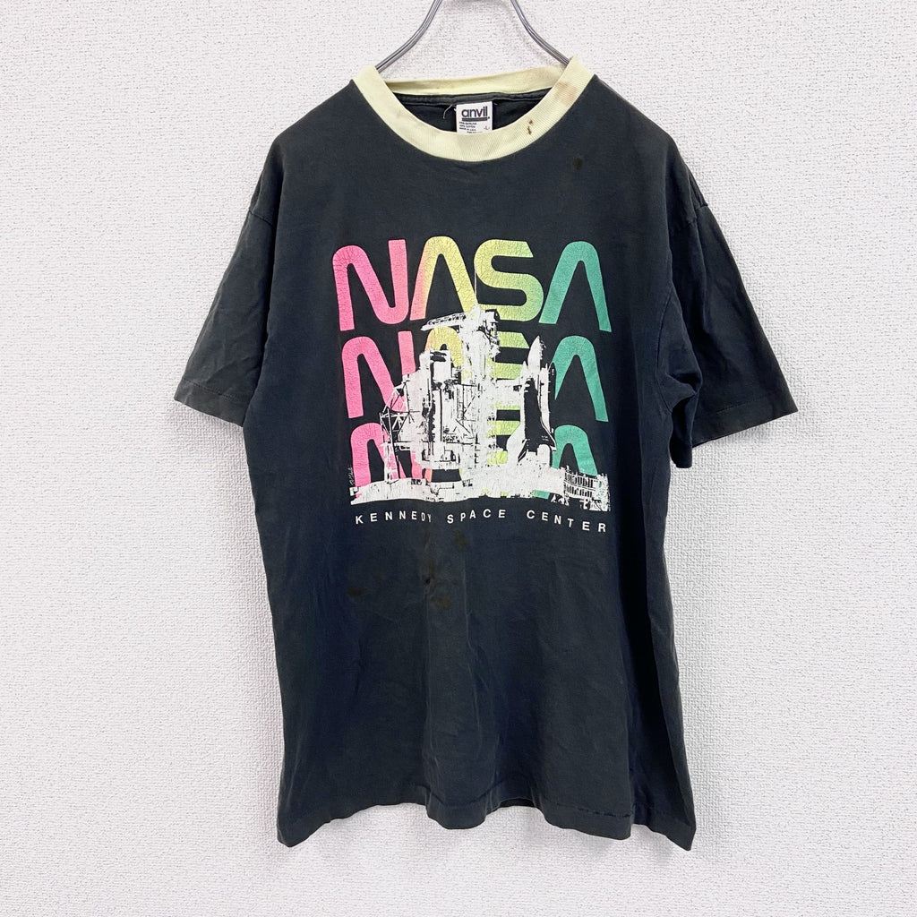 古着 used　90s　anvil　アンヴィル　プリントTシャツ　シングルステッチ　NASA　黒　ブラック　Lサイズ