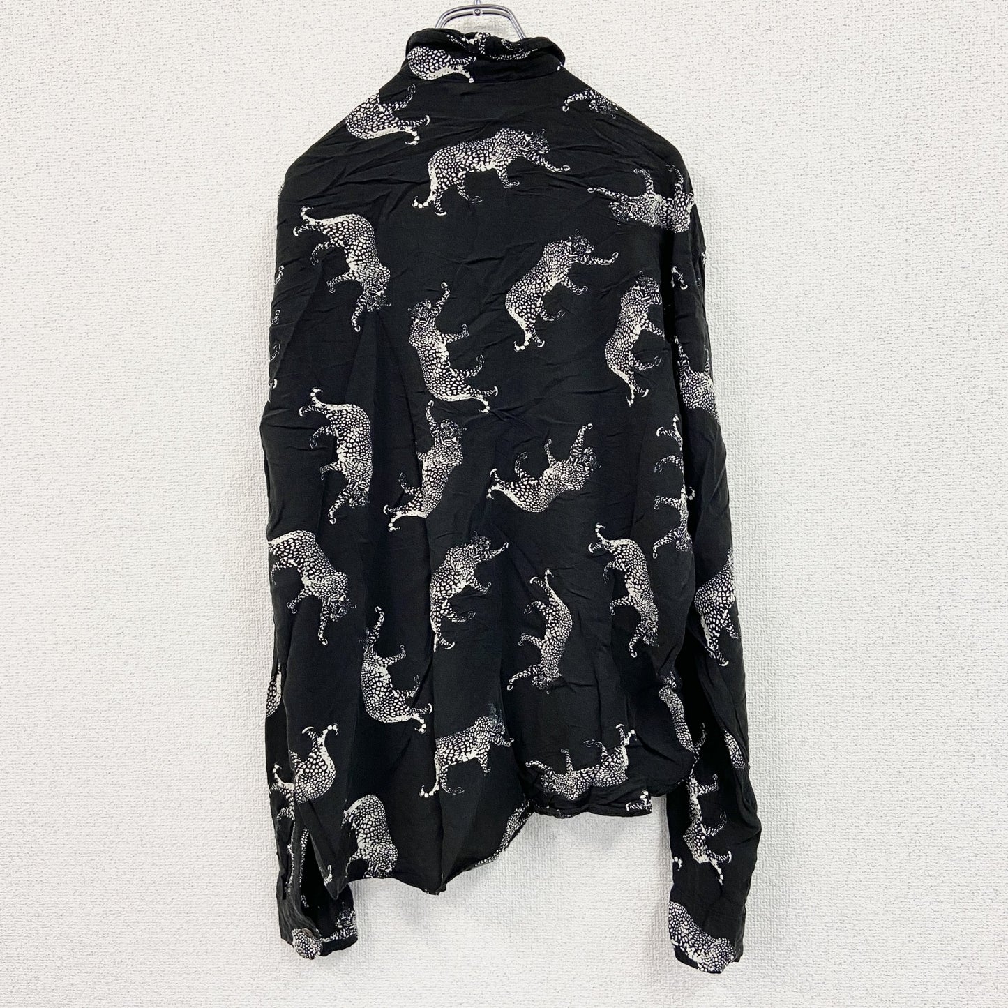 CARDCHE　長袖総柄デザインシャツ　黒　ブラック　Lサイズ