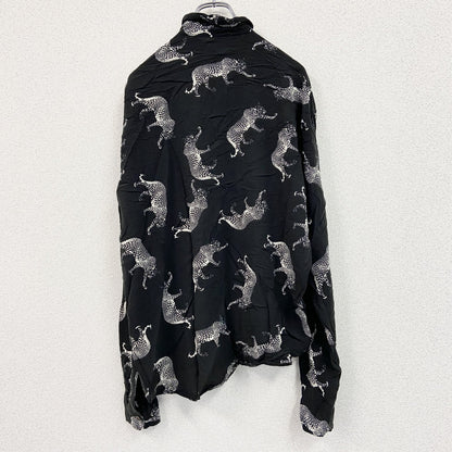 CARDCHE　長袖総柄デザインシャツ　黒　ブラック　Lサイズ