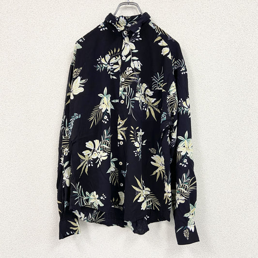 CARDCHE　長袖総柄デザインシャツ　黒　ブラック　Lサイズ