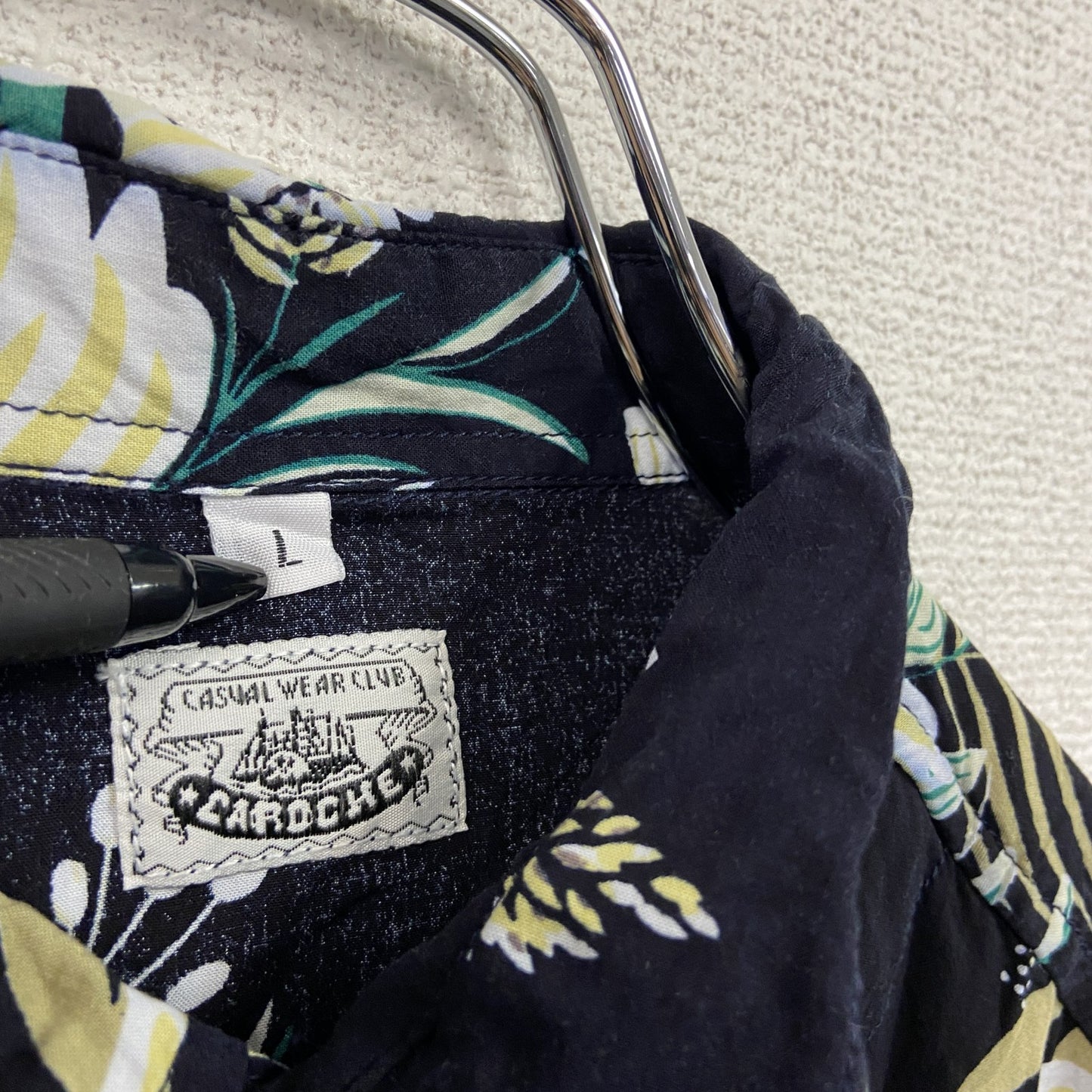 CARDCHE　長袖総柄デザインシャツ　黒　ブラック　Lサイズ