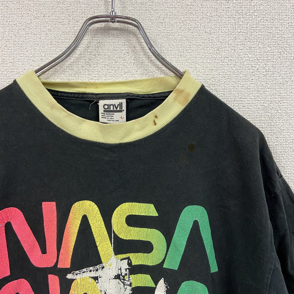 古着 used　90s　anvil　アンヴィル　プリントTシャツ　シングルステッチ　NASA　黒　ブラック　Lサイズ