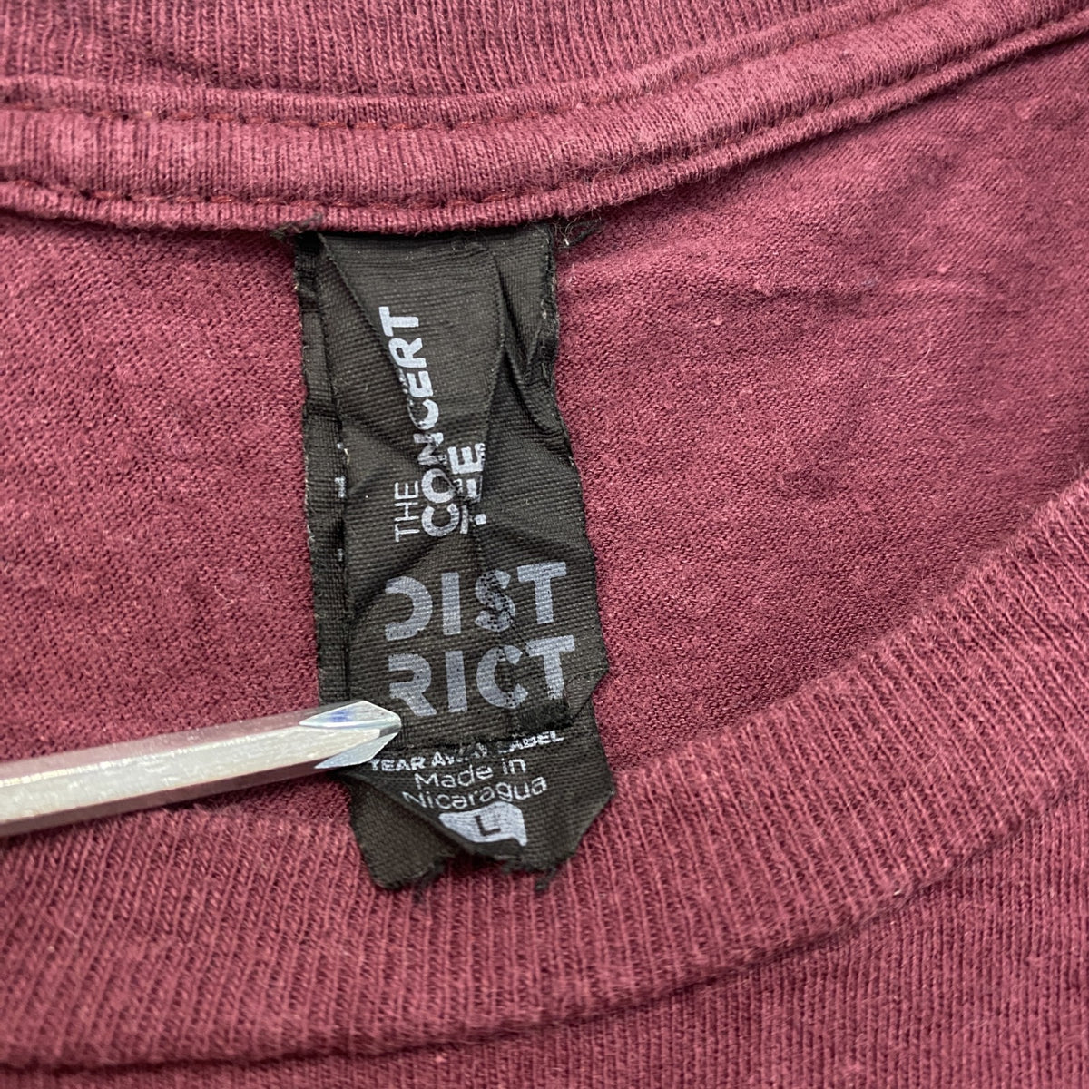 DISTRICT　半袖プリントTシャツ　ボルドー　Lサイズ　古着