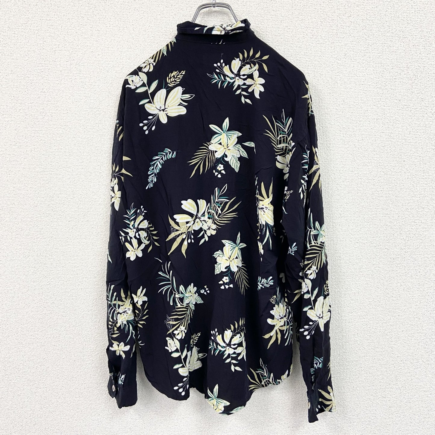 CARDCHE　長袖総柄デザインシャツ　黒　ブラック　Lサイズ