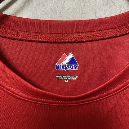 古着 used　majestic ANGELS　エンゼルス　MLB　半袖クルーネックゲームシャツ　ユニフォーム　赤　Mサイズ