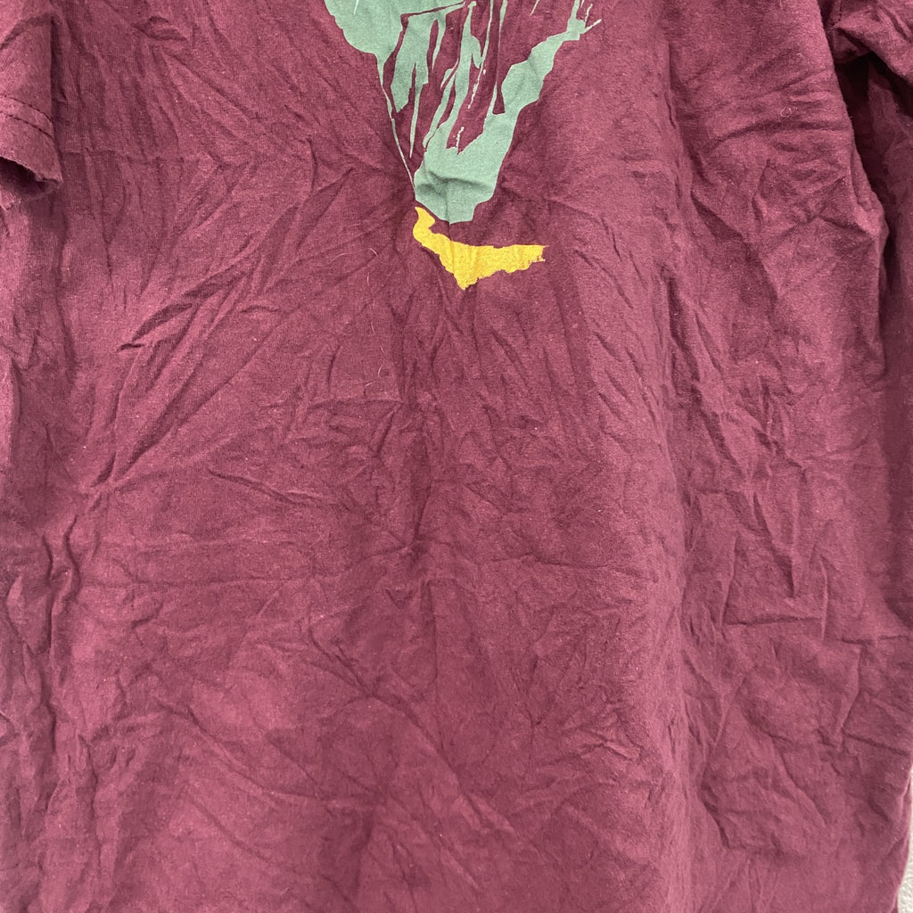 DISTRICT　半袖プリントTシャツ　ボルドー　Lサイズ　古着
