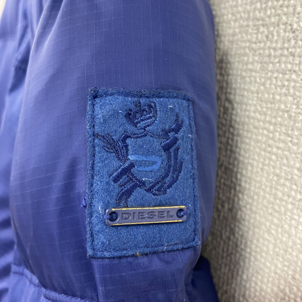 DIESEL　ディーゼル　ダウンジャケット　ワッペン　青　ブルー　Mサイズ　古着