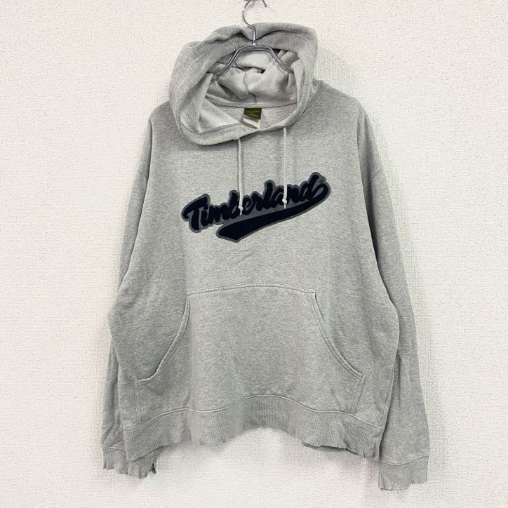 00s　Timberland　ティンバーランド　スウェットパーカー/フーディー　フロントロゴ　ヴィンテージ　灰色　グレー　XLサイズ　古着